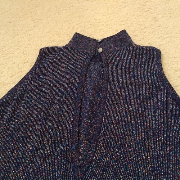 vintage 80s Benetton sleeveless metallic knit sweater dress NWOT - Picture 2 of 12